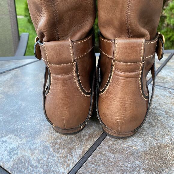 Chloe Light Brown Knee High Leather Riding Boots Mid Calf EU 37/7 Buckle - Picture 6 of 9